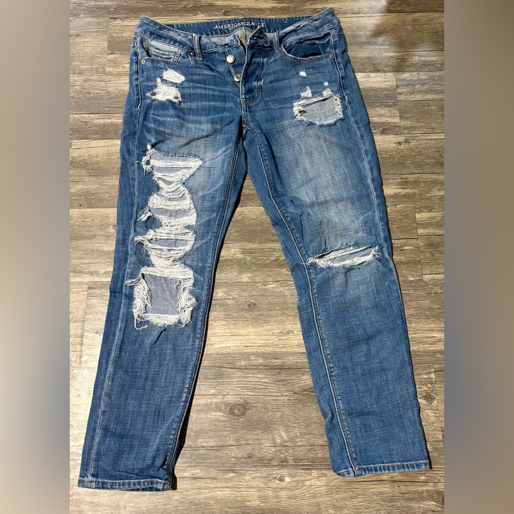 American Eagle Outfitters Ripped Blue Skinny Jeans